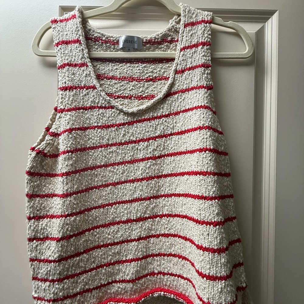 Evereve Marlowe Sweater Tank 
Oat/Redstripe / M